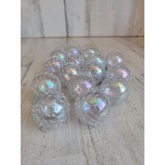 Fish net silver mini ball ornament Xmas set unique decor - Picture 2 of 7